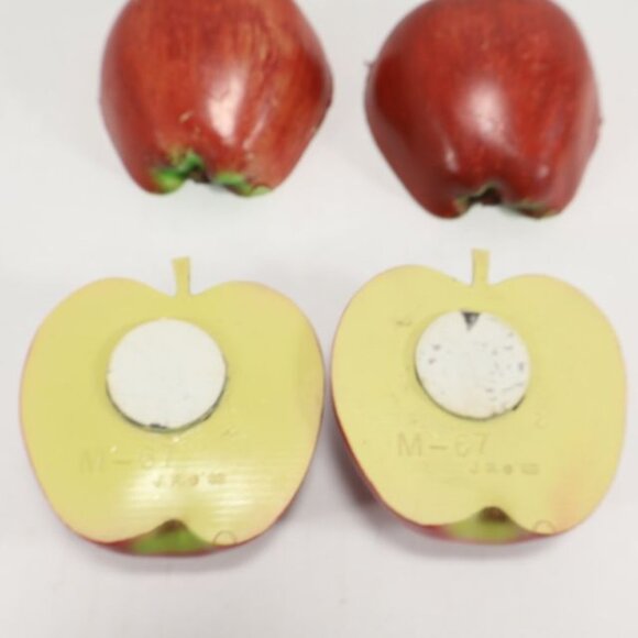 4 Vintage Apple Half Refrigerator Magnets Fridge Food Decor Life Like - Picture 7 of 8